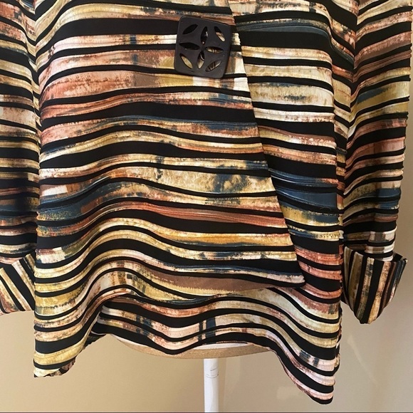 IC by Connie K Asymmetrical Striped 3/4 Sleeve Jacket - L - Picture 7 of 14